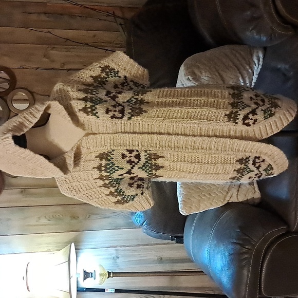 Aeropostale Chunky Hooded Short Sleeve Open Front Knit Sweater Wool Blend Size L - Picture 4 of 10